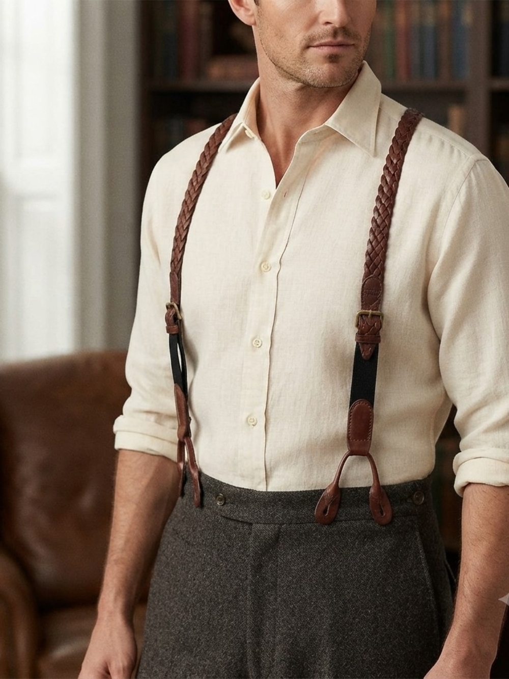 Ralph Lauren Polo Vintage Braided Leather Suspenders